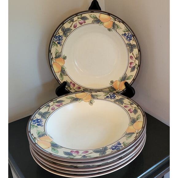 (Qty 6) Mikasa Intaglio GARDEN HARVEST Rimmed Bowls CAC29 Stoneware 9 3/8" D - Picture 5 of 15